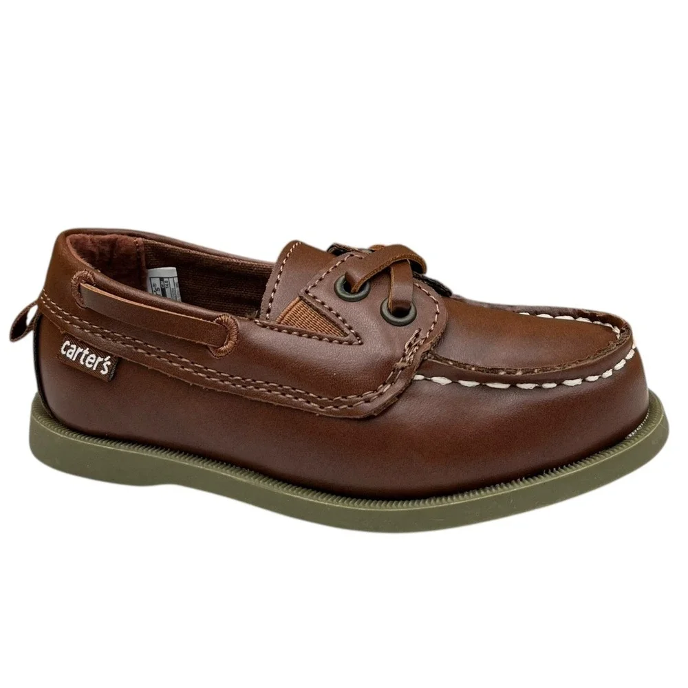 Carter's Toddler Boys Boat Shoes Size 9 Brown Slip-On Casual‎ Classic Style